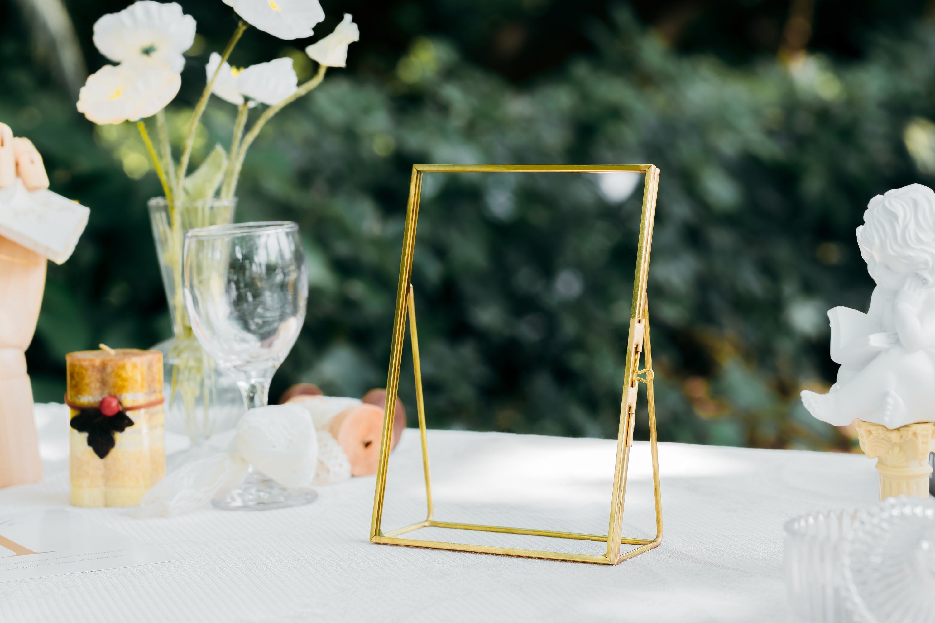 NCYP 5" X 7" Tabletop Gold Brass Rectangle Glass Artwork Photo Picture Display Frame - NCYPgarden