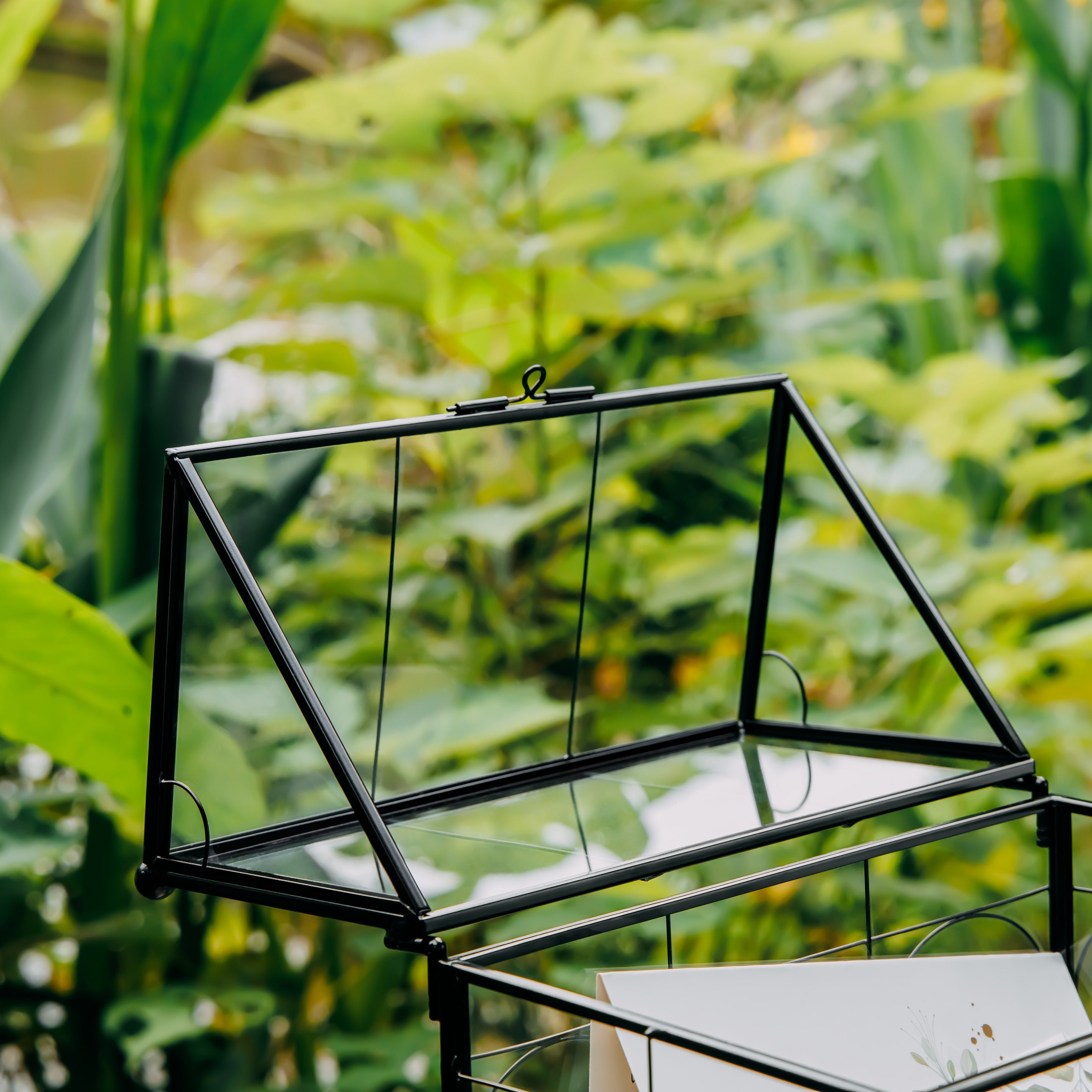 Vintage House Glass Geometric Terrarium Card Box Black - NCYPgarden