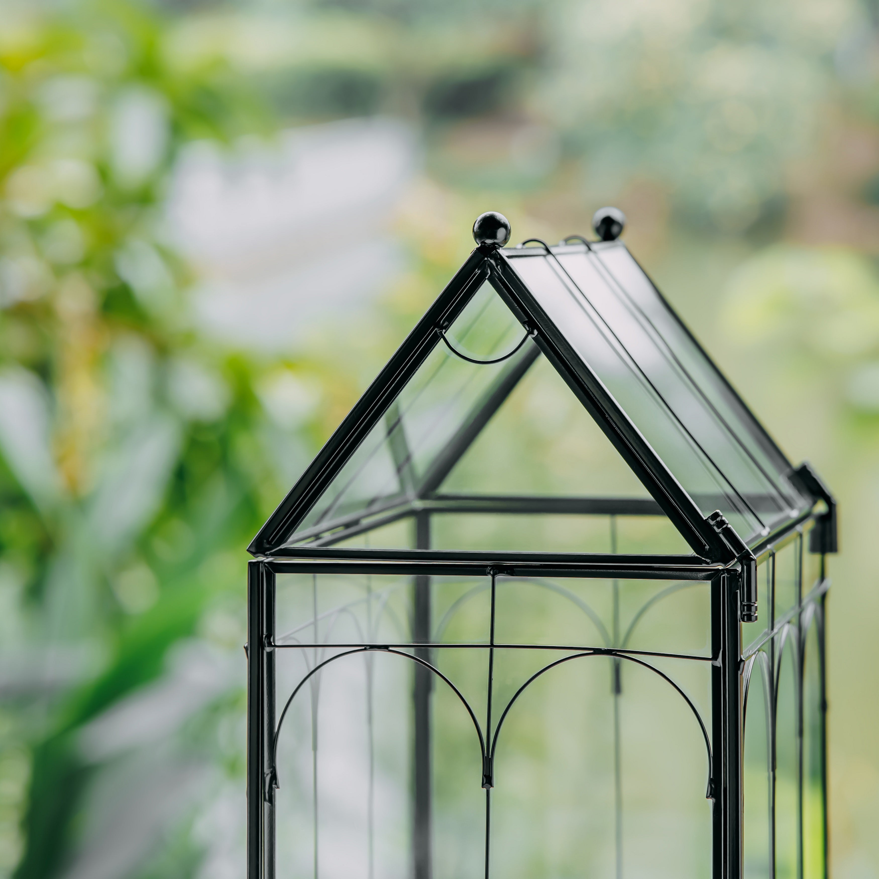 Vintage House Glass Geometric Terrarium Card Box Black - NCYPgarden