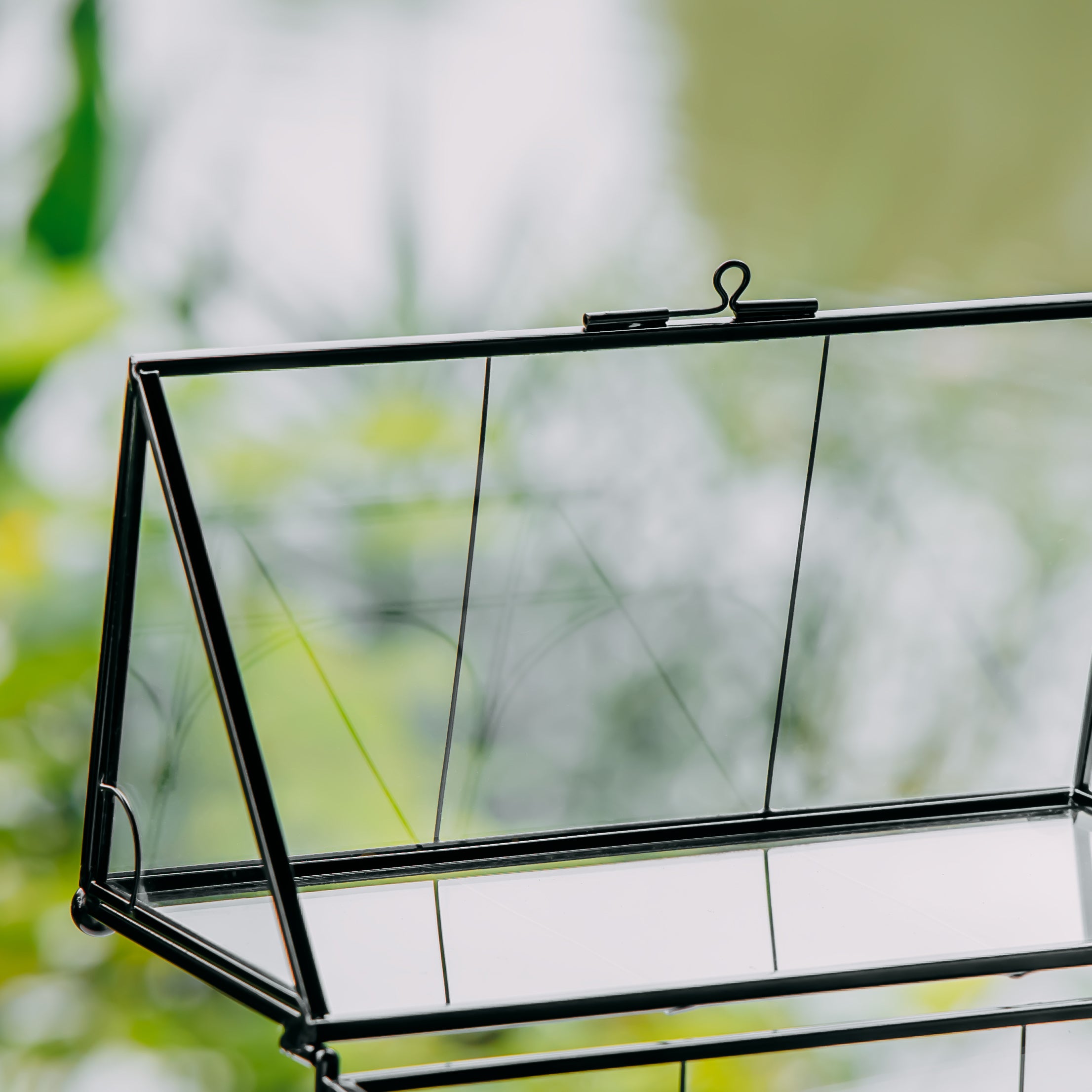 Vintage House Glass Geometric Terrarium Card Box Black - NCYPgarden