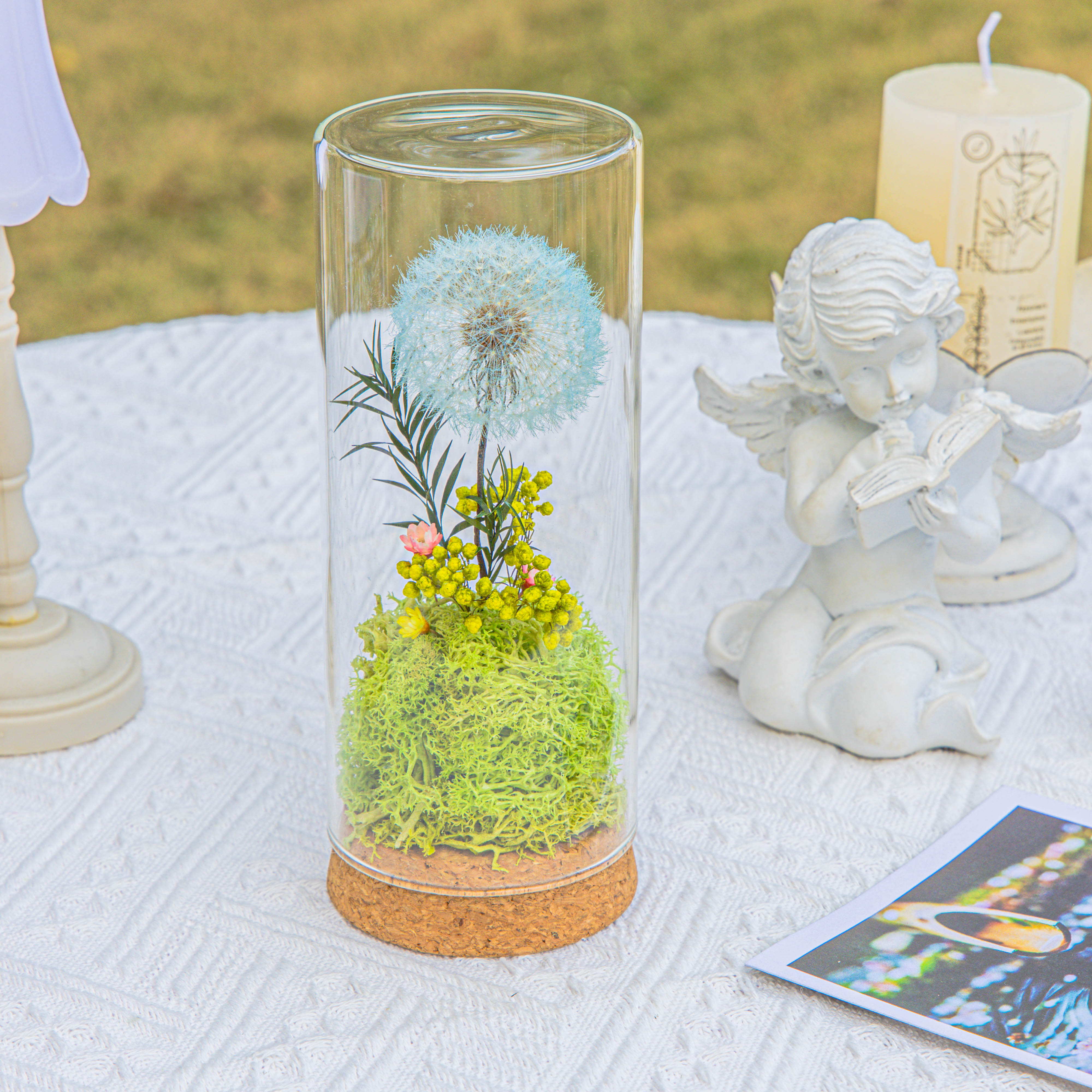 Sky Blue Presered Dandelion Set 3 pcs Dried Flowers, DIY Material for Bouquet - NCYPgarden