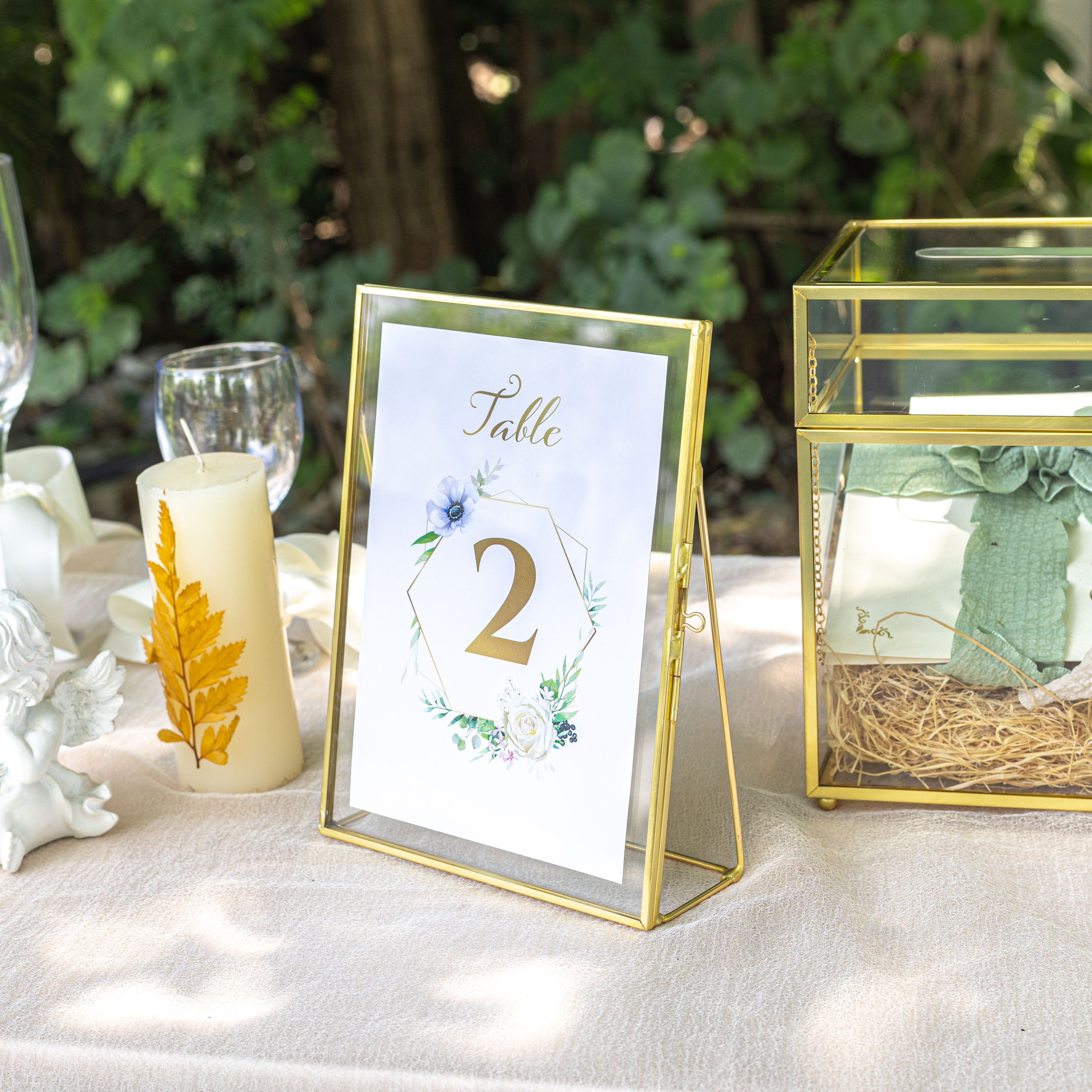 Gold Table Number Holder, 6''x8'' Wedding Photo Picture Frame, for Outdoor Garden Wedding, Bridal Shower