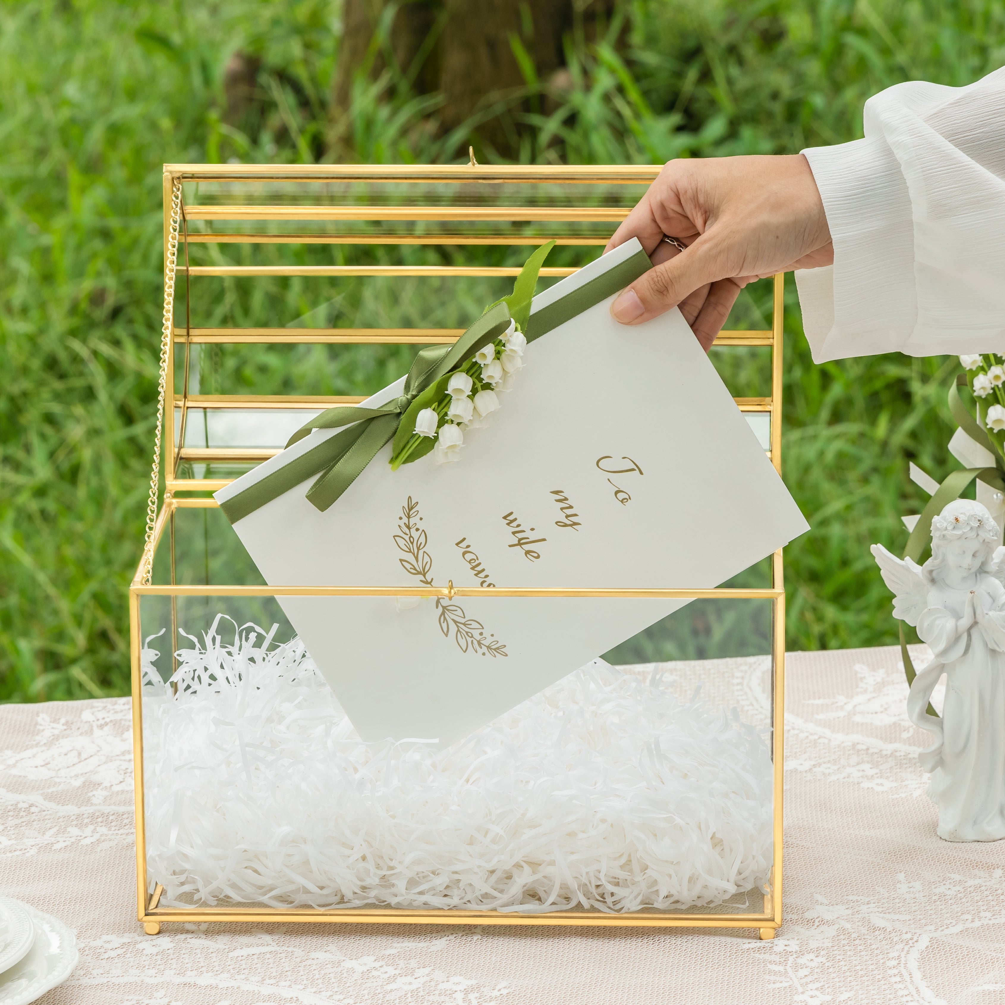 Personalized Glass Card Box- Wedding Card Box- Wedding Card Box with Lid- Wedding Money Box- Wedding Card Holder- outlet Geometric Wedding Card Box