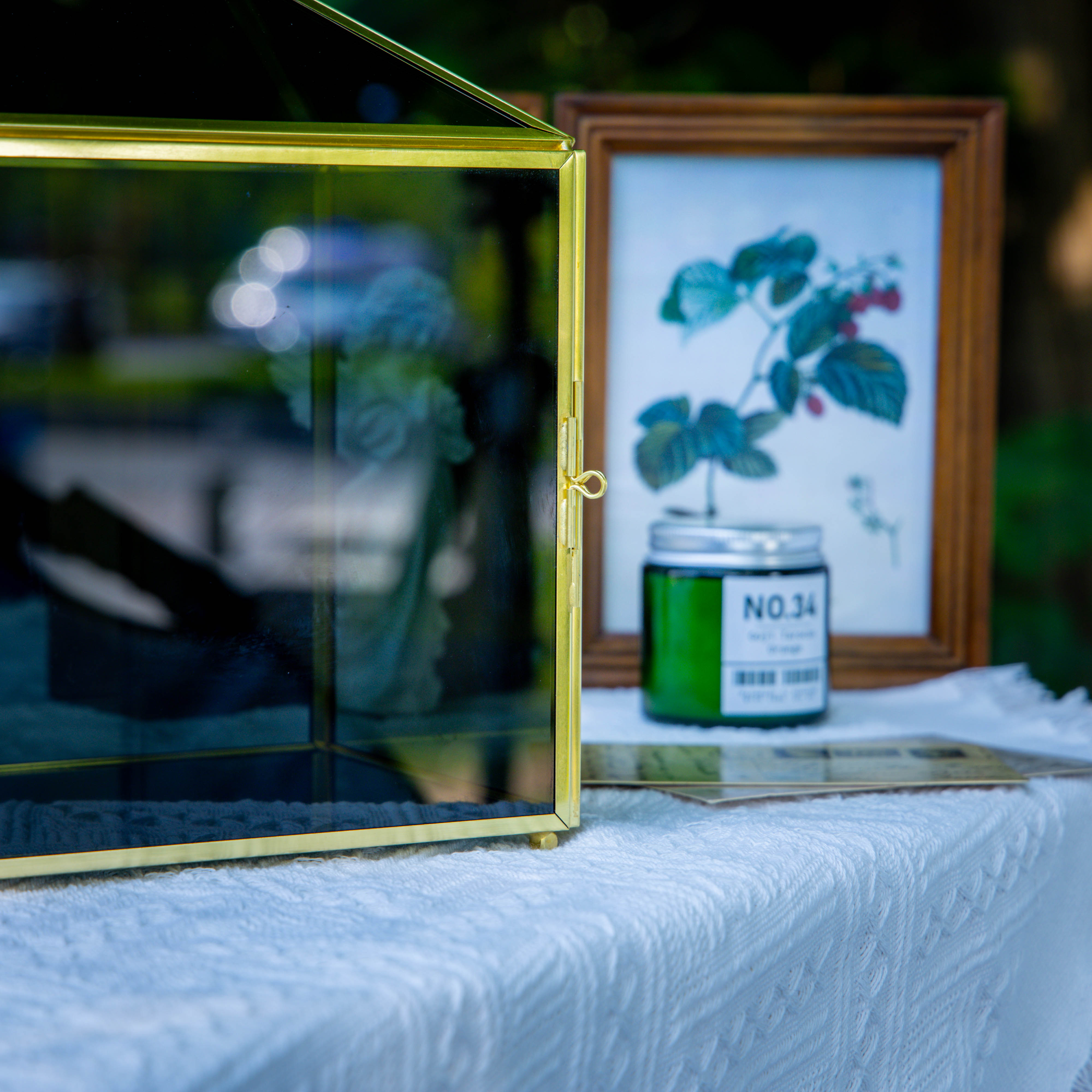 Handmade Black and Gold Large Geometric Glass Donation Box Terrarium with Slot and Lock - NCYPgarden