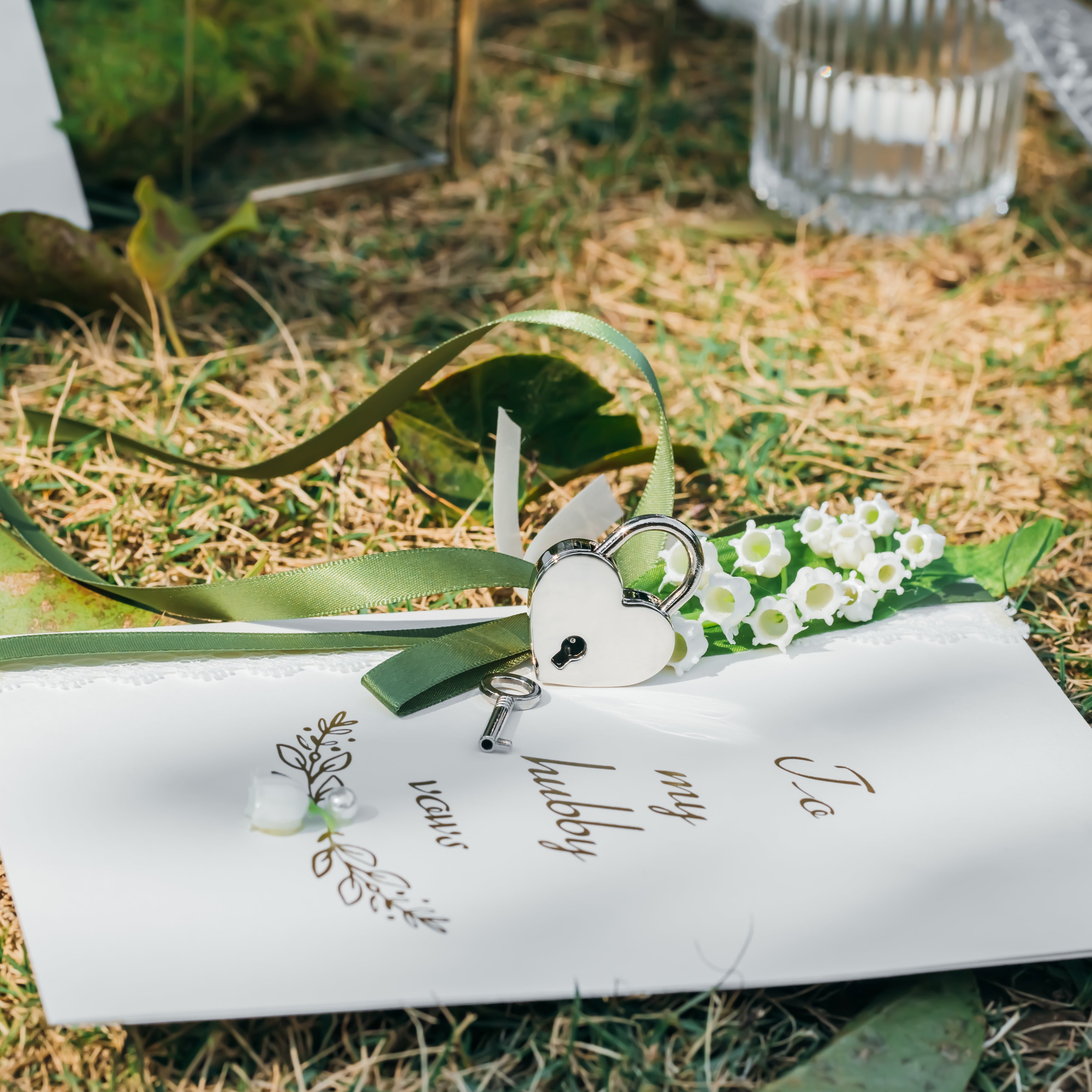 Vintage Silver Large Geometric Glass Card Box Terrarium with Slot, Heart Lock, Foot, Handmade Brass for Wedding Reception Wishwell Keepsake - NCYPgarden