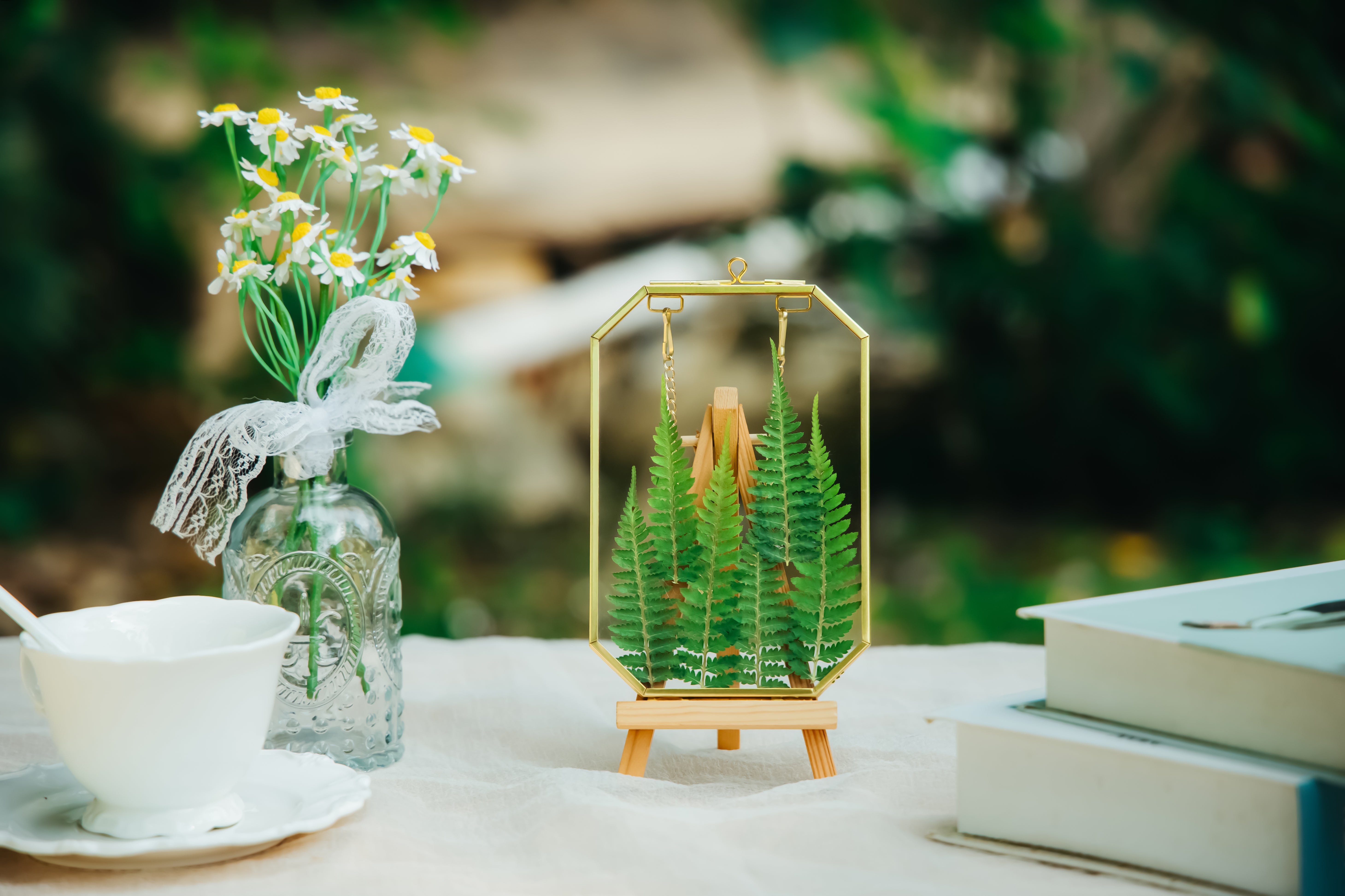 Wall Hanging Long Octagon Herbarium Brass Glass Frame for Pressed Flowers Dried floating Frame - NCYPgarden