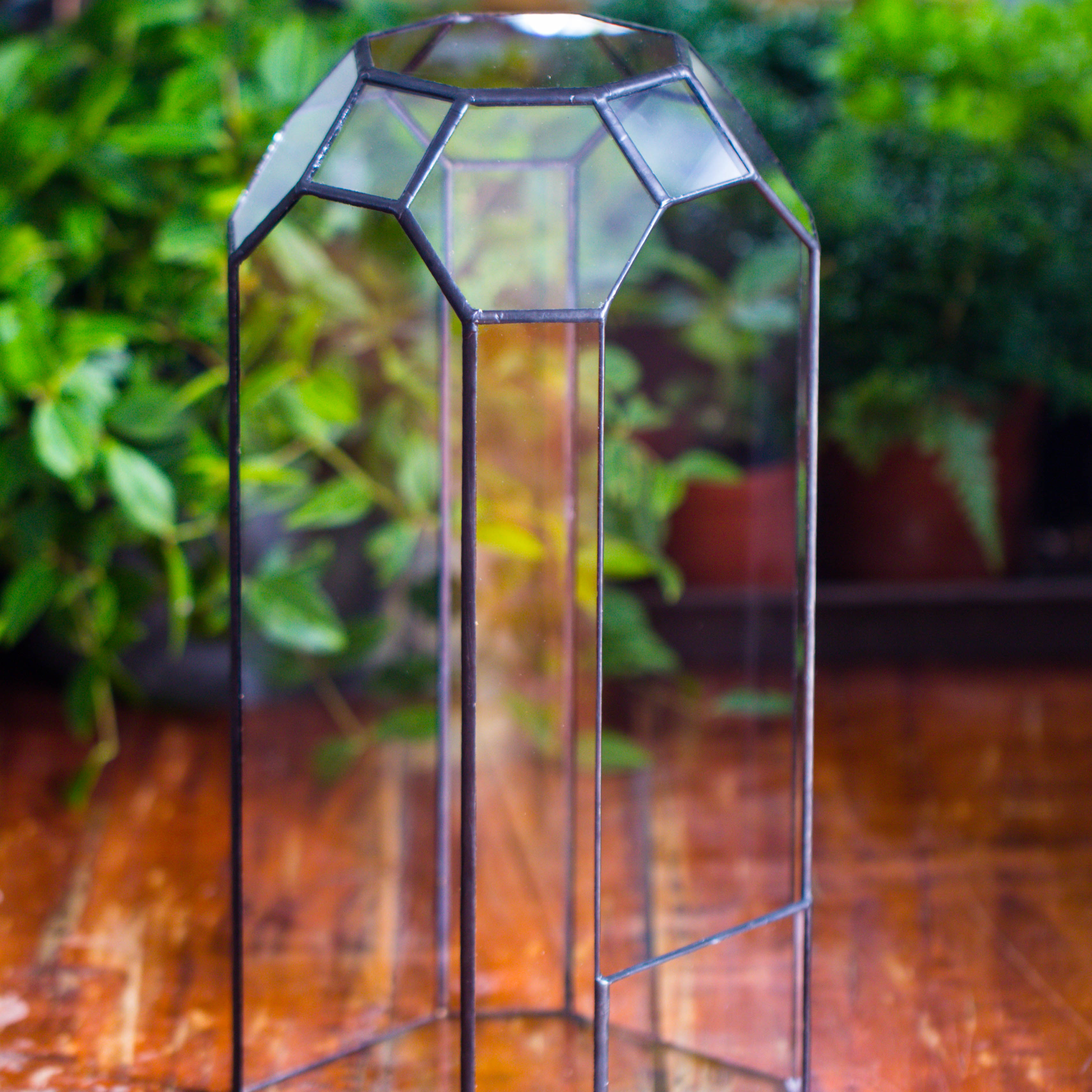 Vintage Tall Octagon Geometric Tin Glass Terrarium , 12.6" , open, suitable for tall plants, orchid, small begonia Pitcher, Micro landscape - NCYPgarden