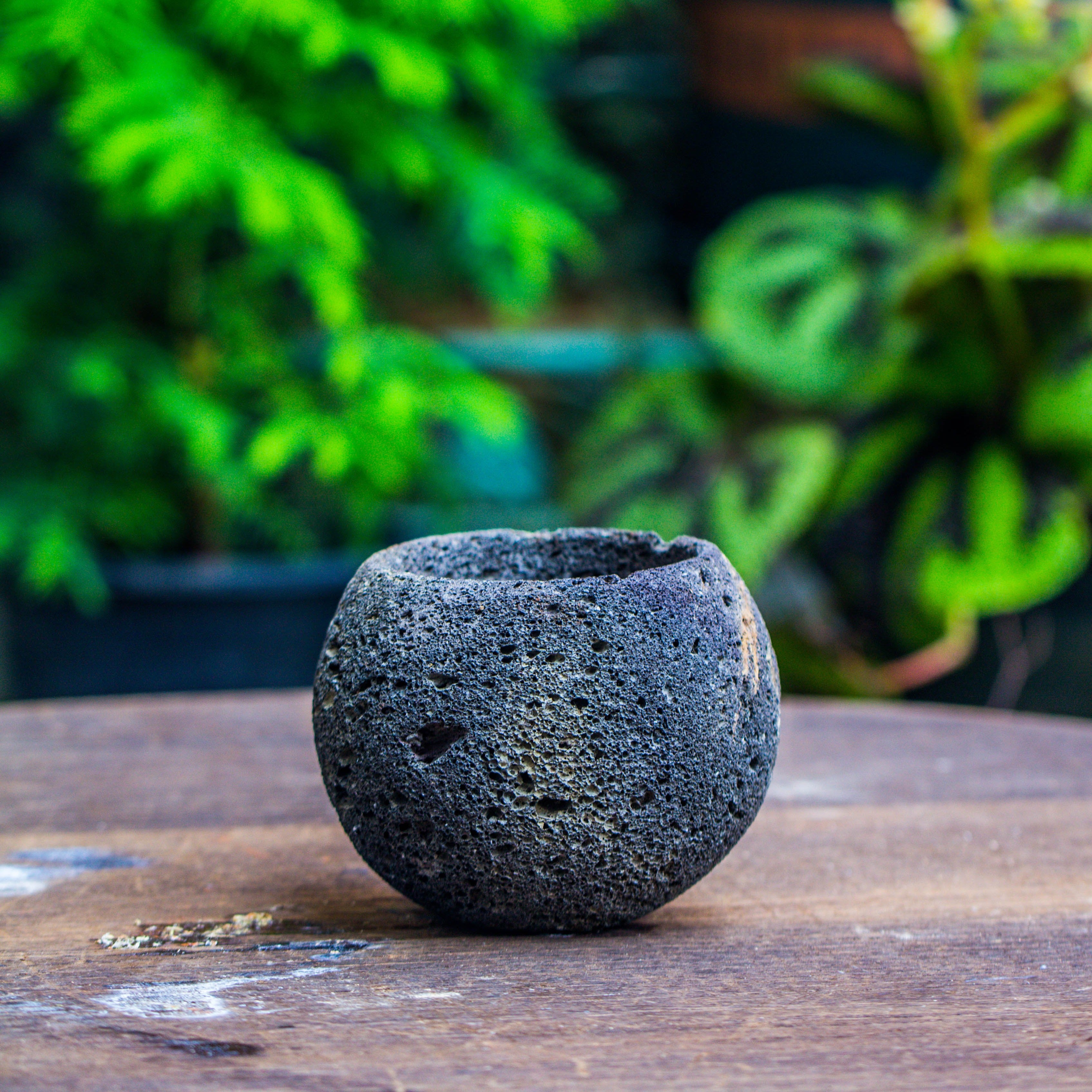 8cm / 3.1" Round Red Horticultural Lava Rock Volcanic Rock Planter for succulents, moss, tropical palants, terrariums - NCYPgarden