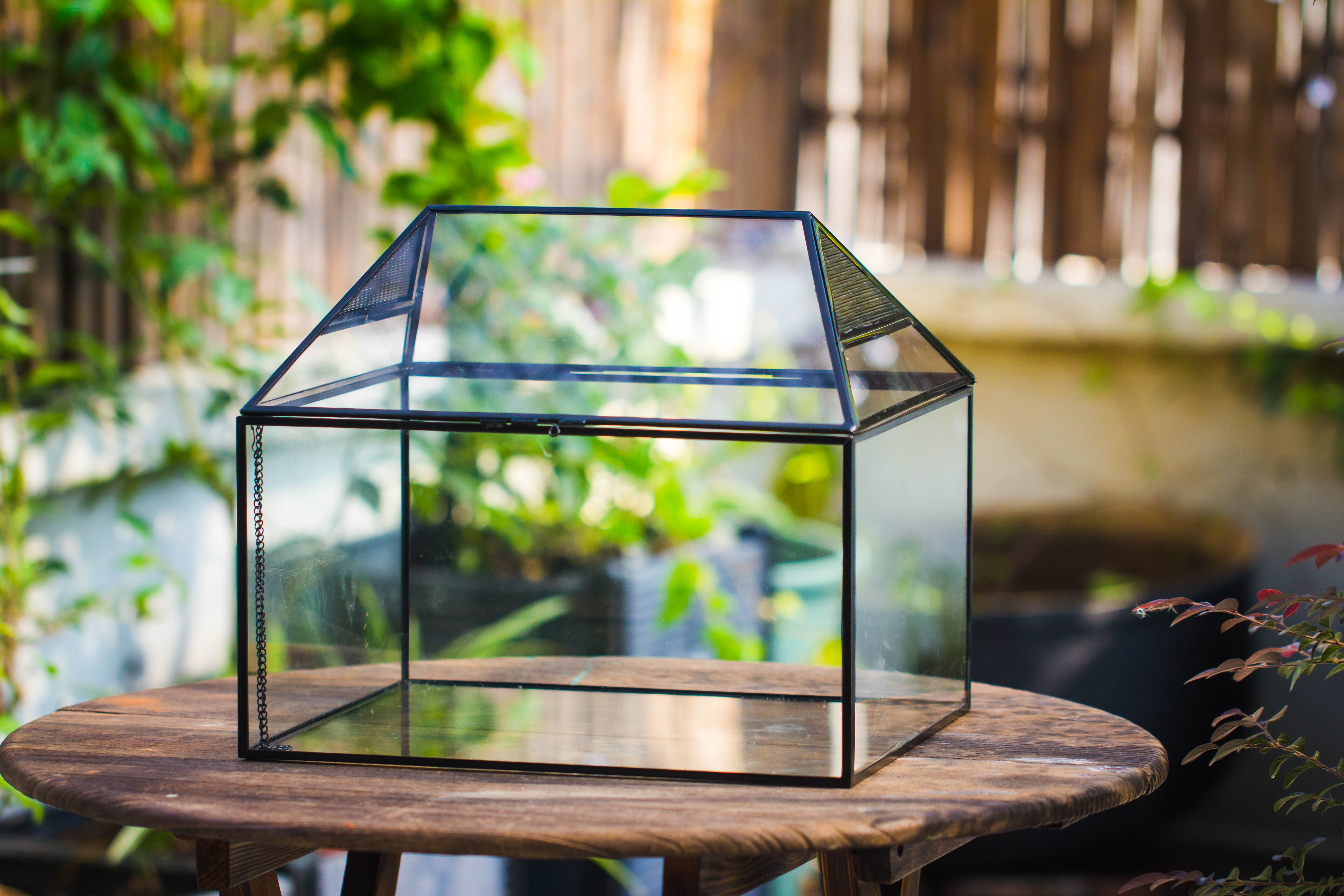 NCYP Handmade Large House Shape Tabletop, Swing Lid Latch Geometric Glass Terrariumn Box - NCYPgarden