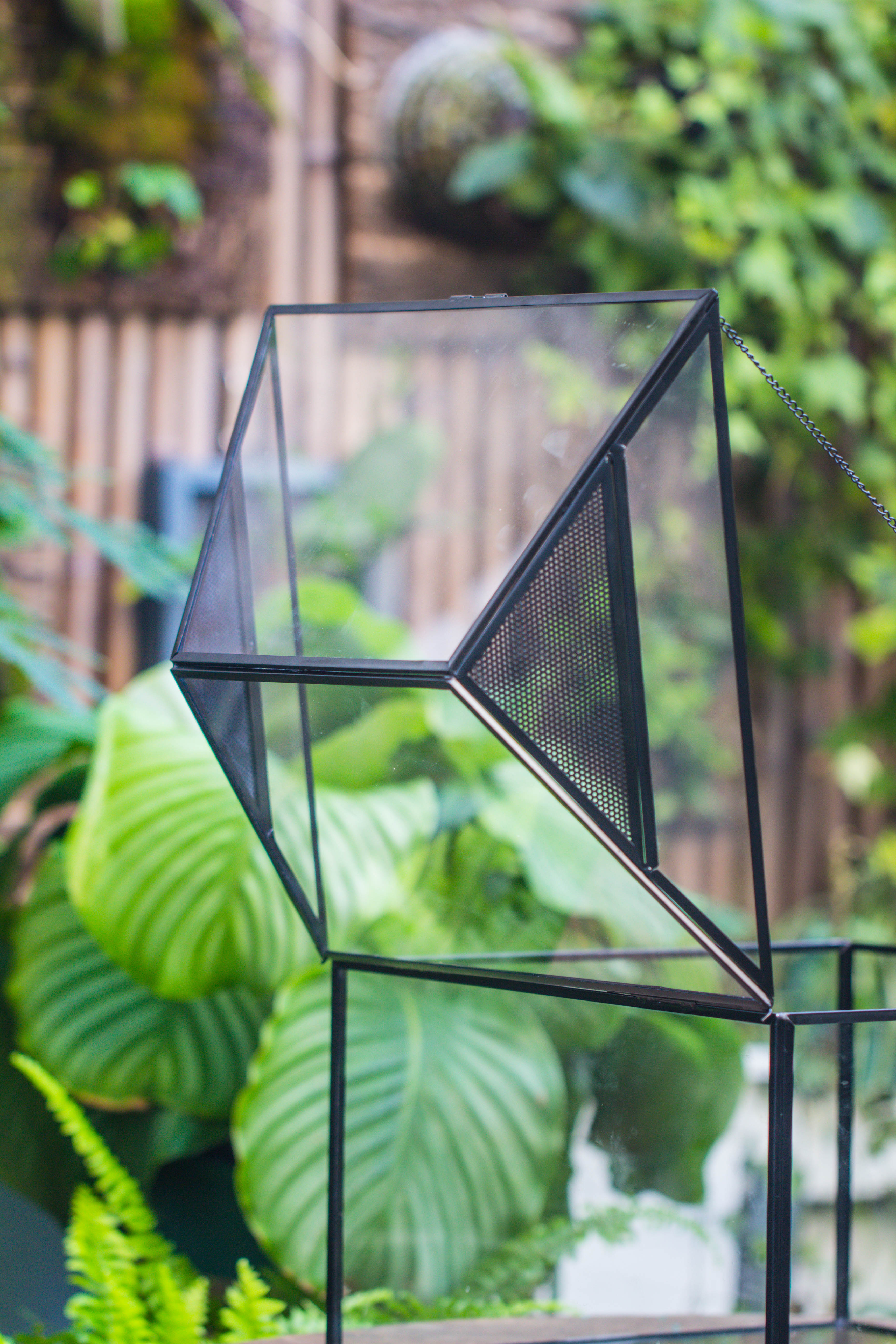 NCYP Handmade Large House Shape Tabletop, Swing Lid Latch Geometric Glass Terrariumn Box - NCYPgarden