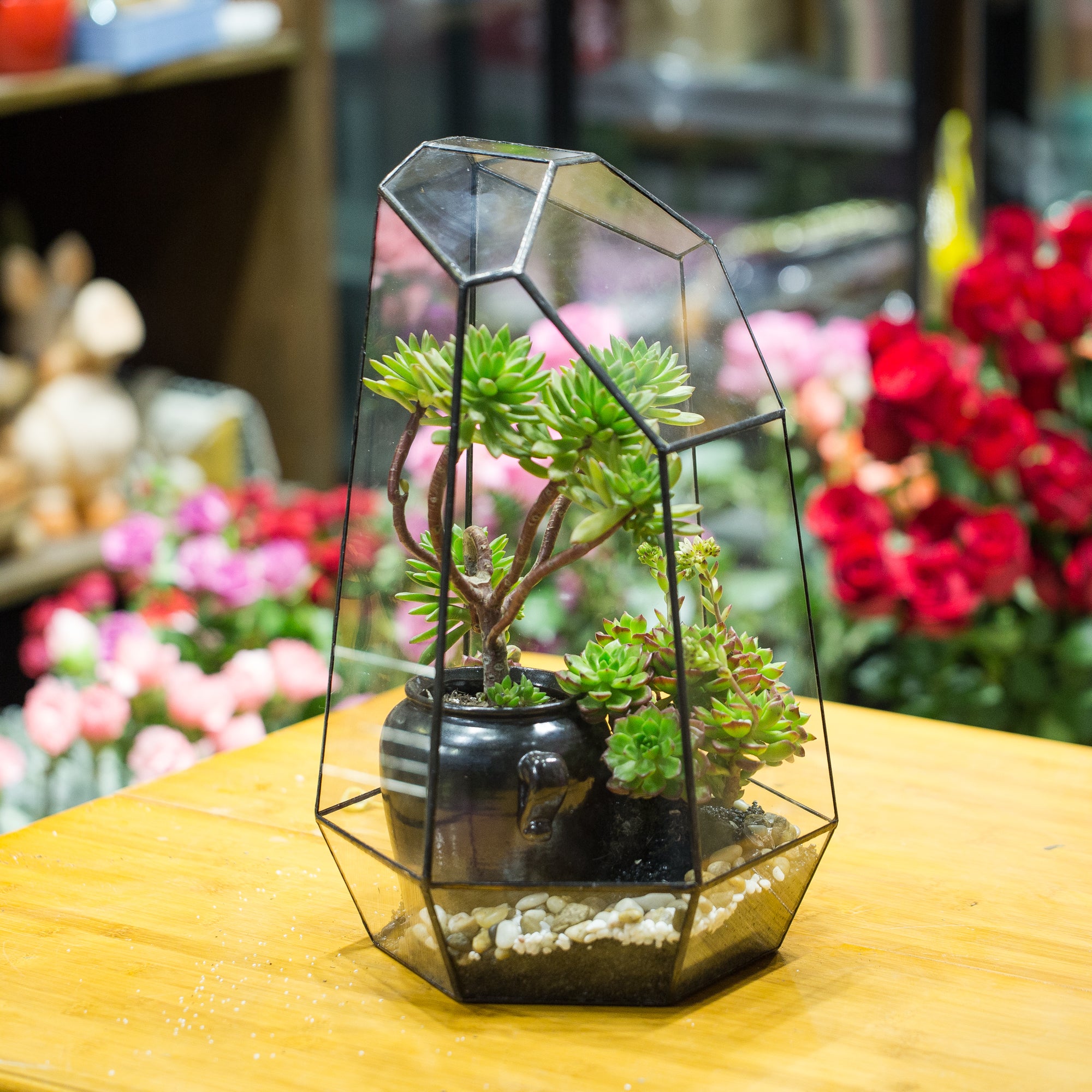 Handmade Black Various Size Irregular Tall Geometric Glass Terrarium Garden Succulents - NCYPgarden