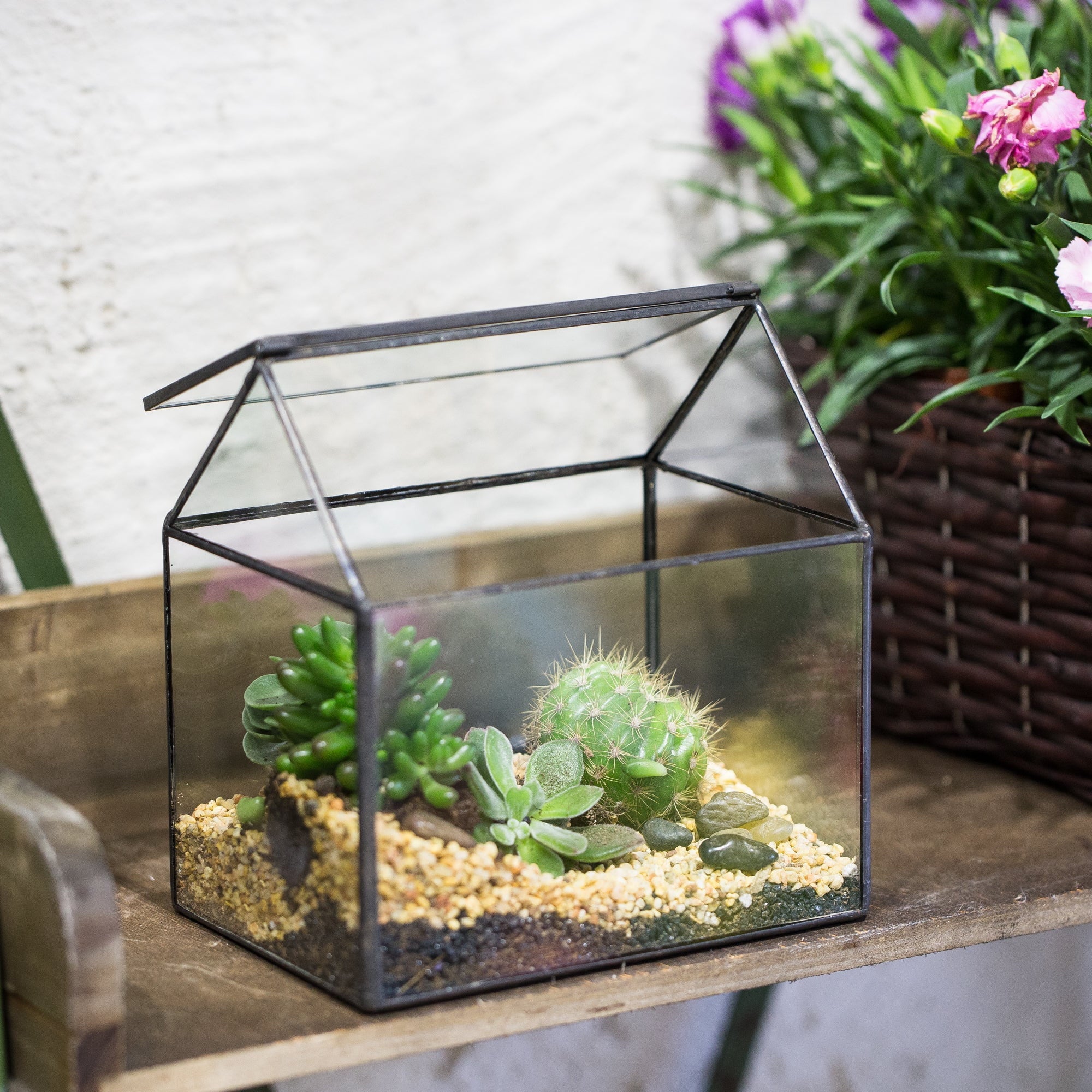 NCYP Vintage House Geometric Terrarium Tin Sealed Chest Planter Succulent Centerpiece Wedding - NCYPgarden