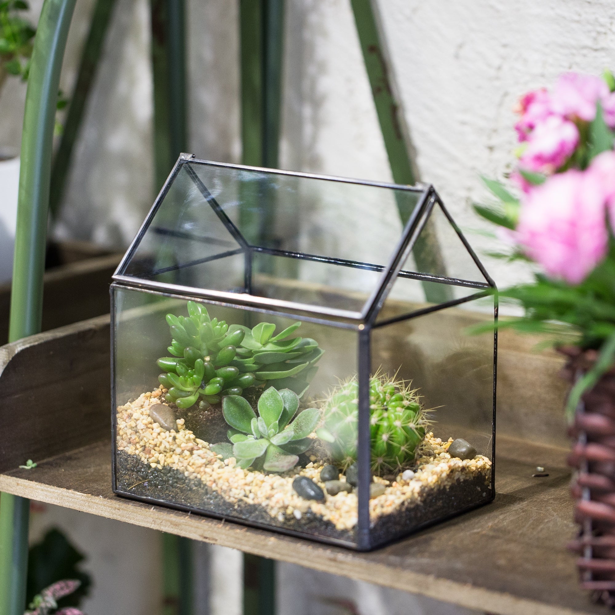 NCYP Vintage House Geometric Terrarium Tin Sealed Chest Planter Succulent Centerpiece Wedding - NCYPgarden