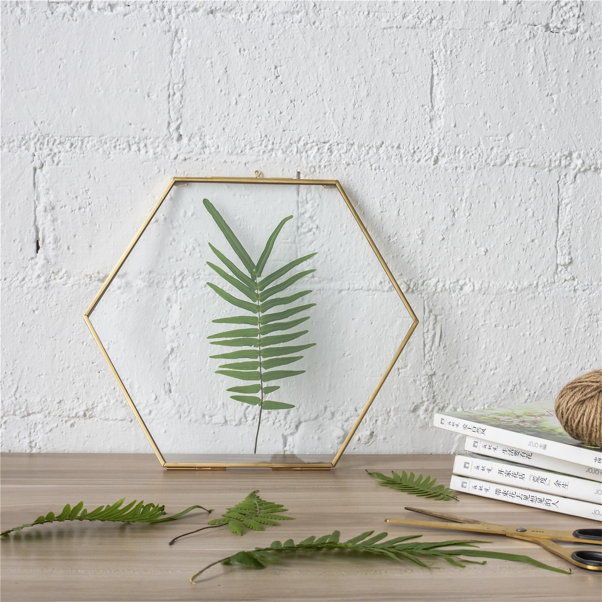 Hanging Hexagon Herbarium Brass Glass Frame for Pressed Flowers Dried Flowers Floating Frame - NCYPgarden