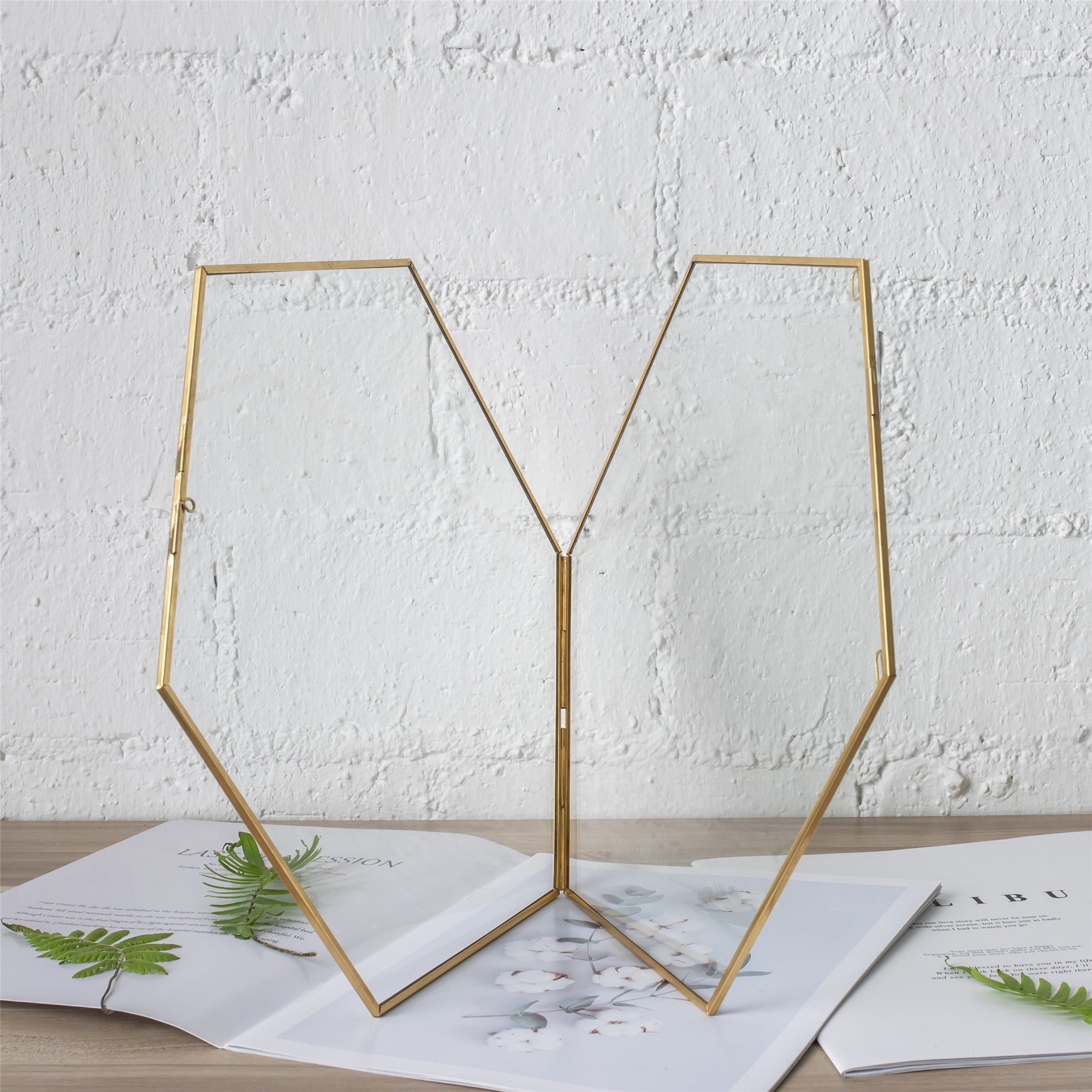 Hanging Hexagon Herbarium Brass Glass Frame for Pressed Flowers Dried Flowers Floating Frame - NCYPgarden