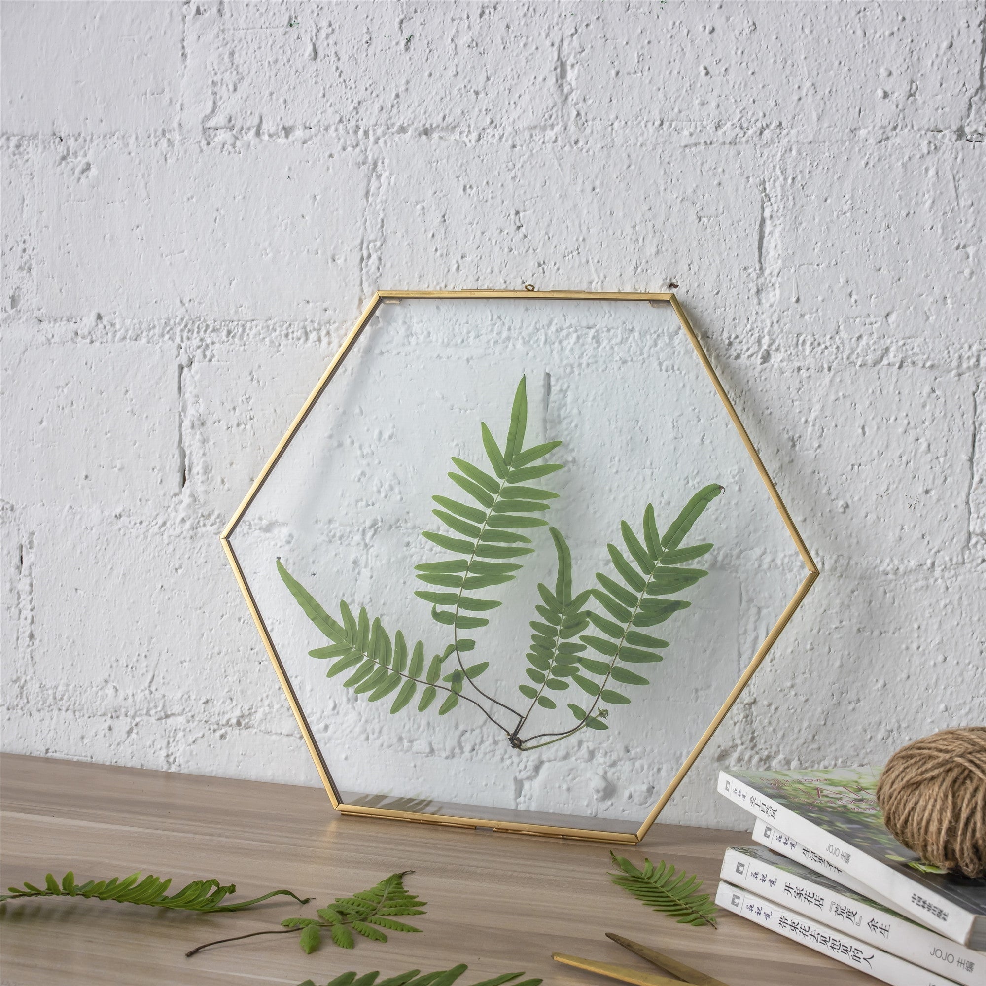 Hanging Hexagon Herbarium Brass Glass Frame for Pressed Flowers Dried Flowers Floating Frame - NCYPgarden