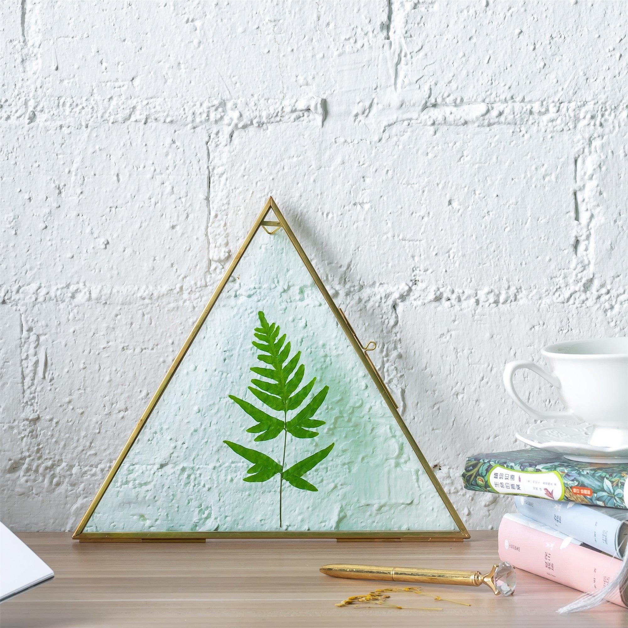 Hanging Triangle Herbarium Brass Glass Frame for Pressed Flowers Dried Flowers Poster - NCYPgarden