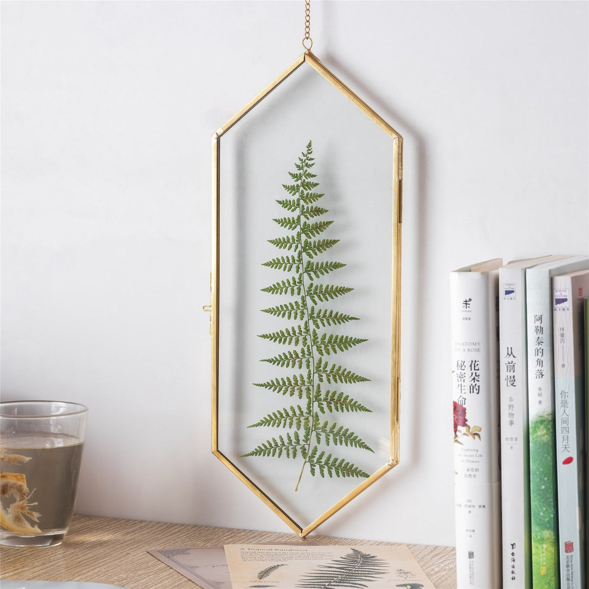 Custom Pressed Flower Frame (Octagon) – forest + fern