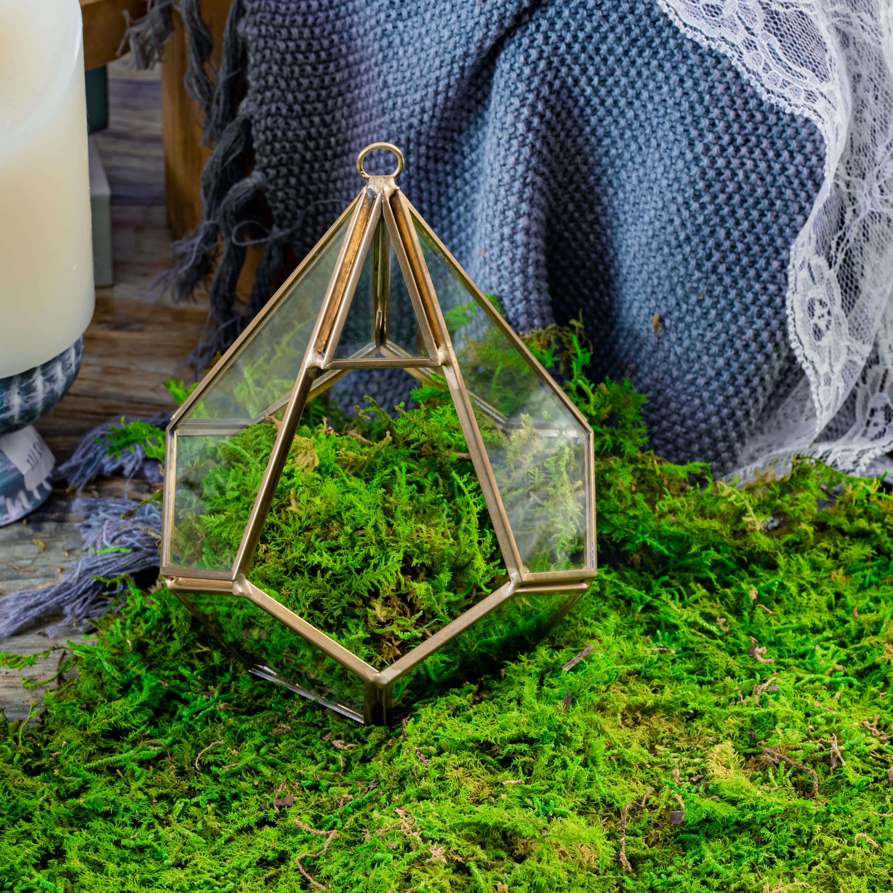 Handmade Hanging Teardrop Shape, Gold, Glass Geomtric Terrarium, Ring Holder Proposal Wedding Ring Box - NCYPgarden