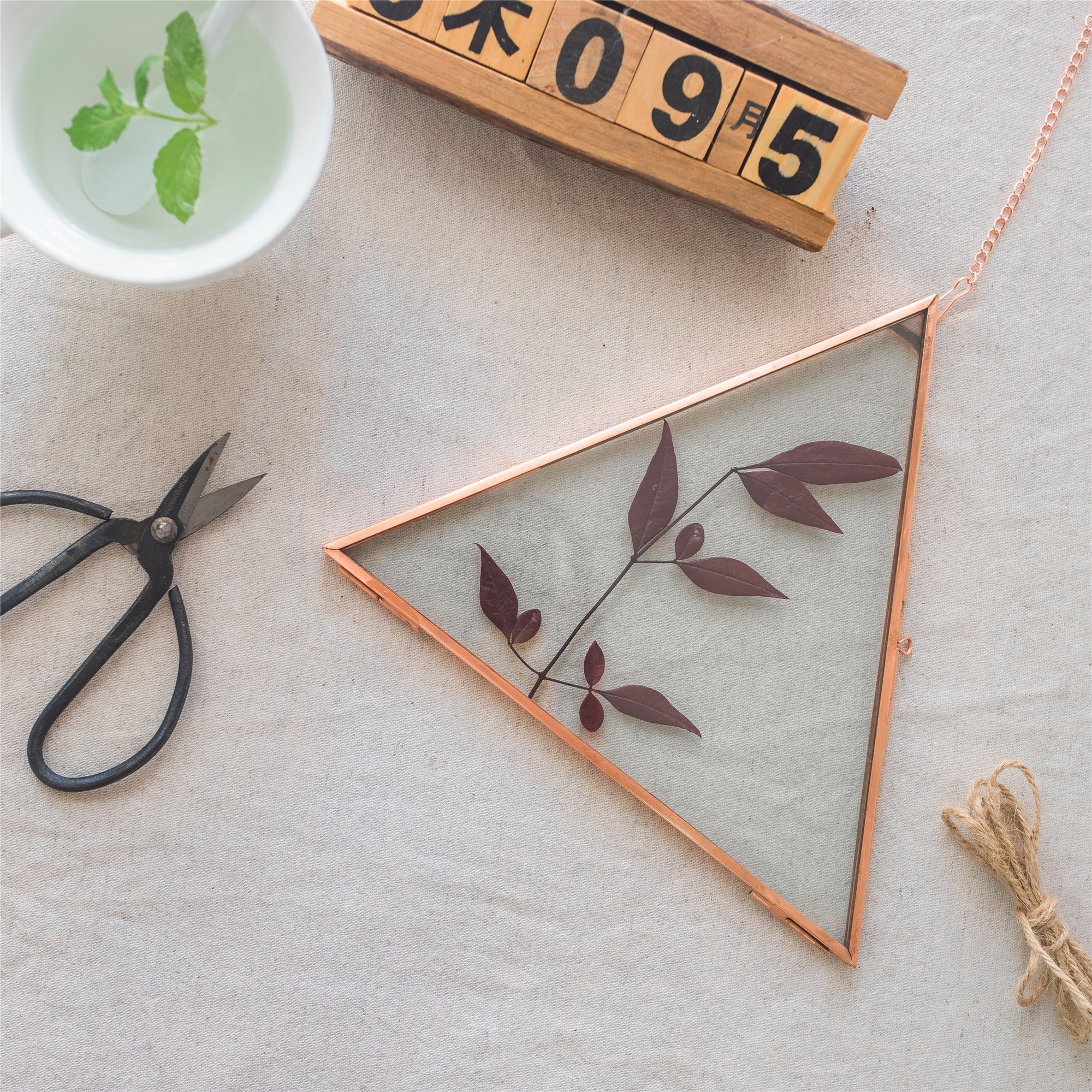 Hanging Triangle Herbarium Copper Glass Frame for Pressed Flowers Dried Flowers Poster - NCYPgarden