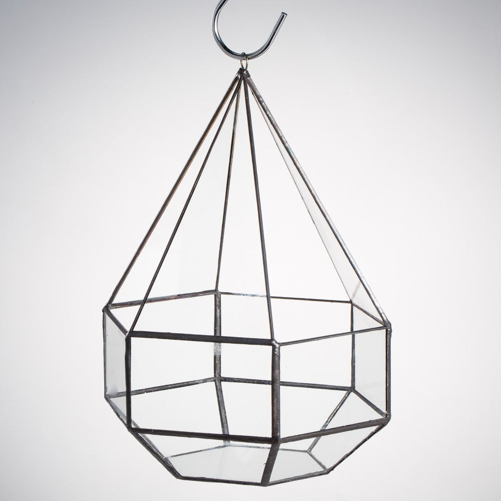 Hanging Six-surface Diamond Glass Geometric Terrarium Wall Mount Hanging Planter with 3 Opening - NCYPgarden