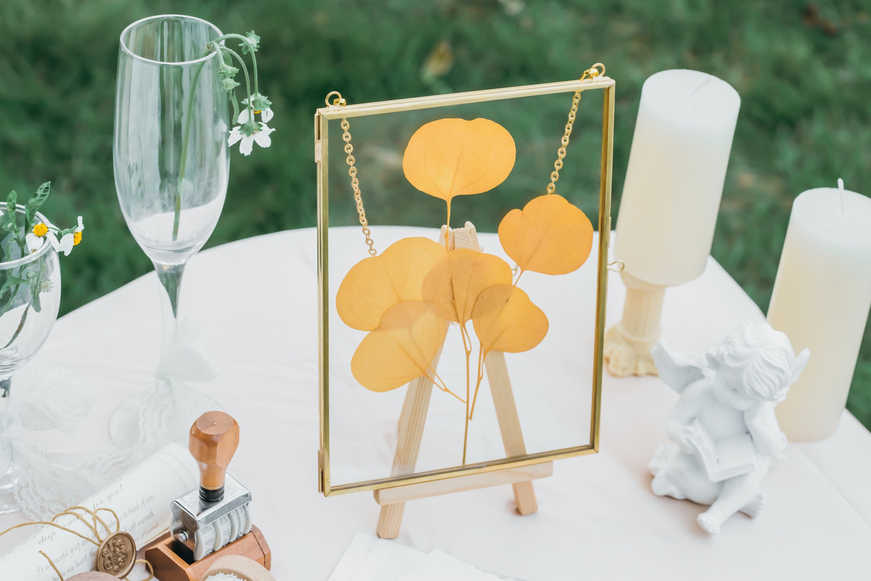 Hanging rectangle Multiple Size Herbarium Brass Double Glass Frame for Pressed Flowers, Dried Flowers, Poster, floating Frame - NCYPgarden