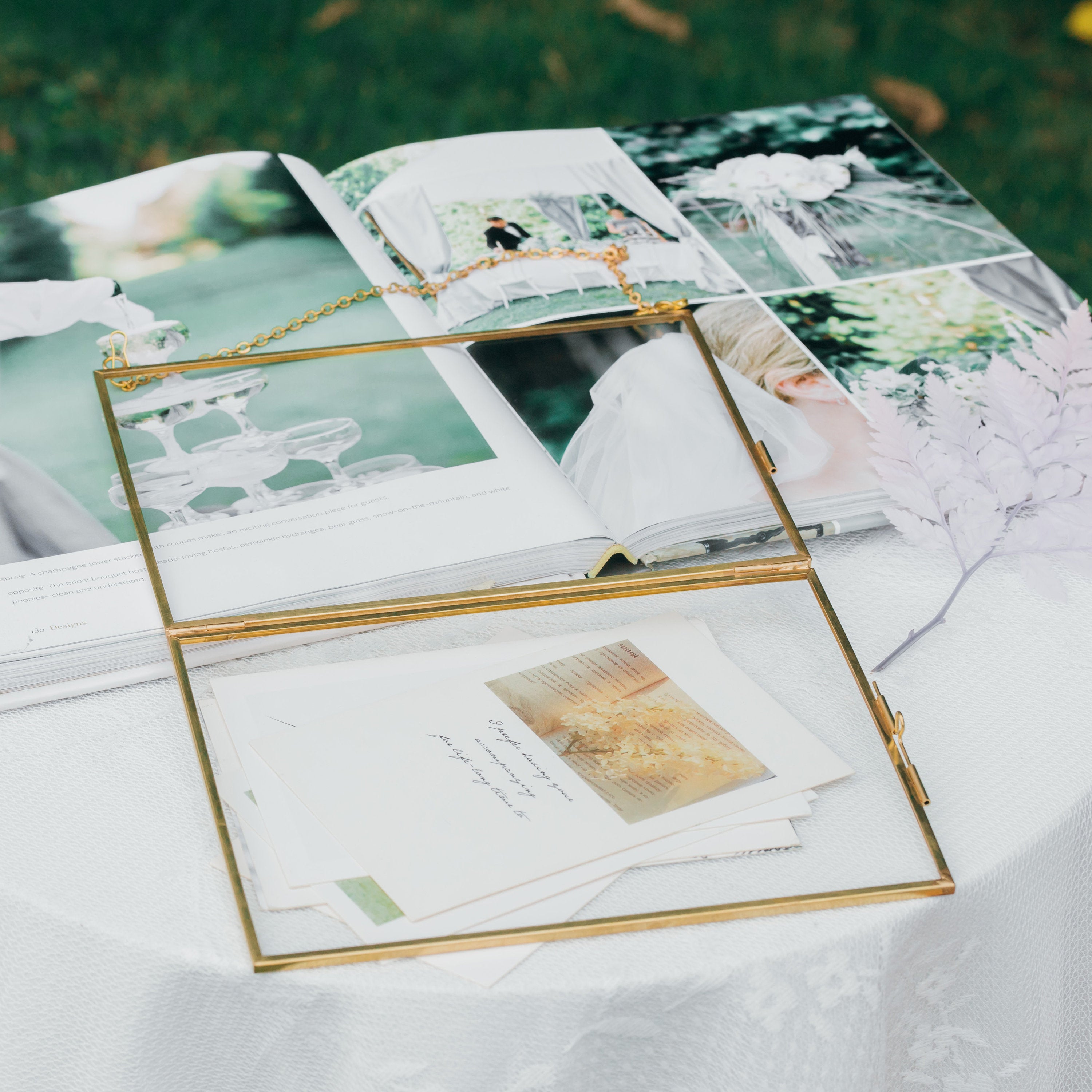 Hanging rectangle Multiple Size Herbarium Brass Double Glass Frame for Pressed Flowers, Dried Flowers, Poster, floating Frame - NCYPgarden