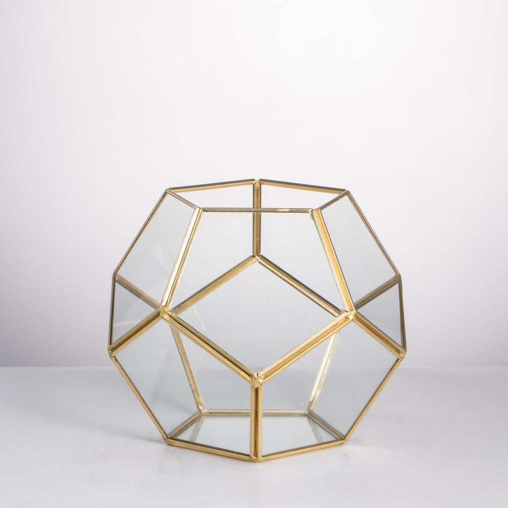 Handmade Gold Pentagon Geometric Glass Terrarium for Succulent Moss Airplants Wedding - NCYPgarden