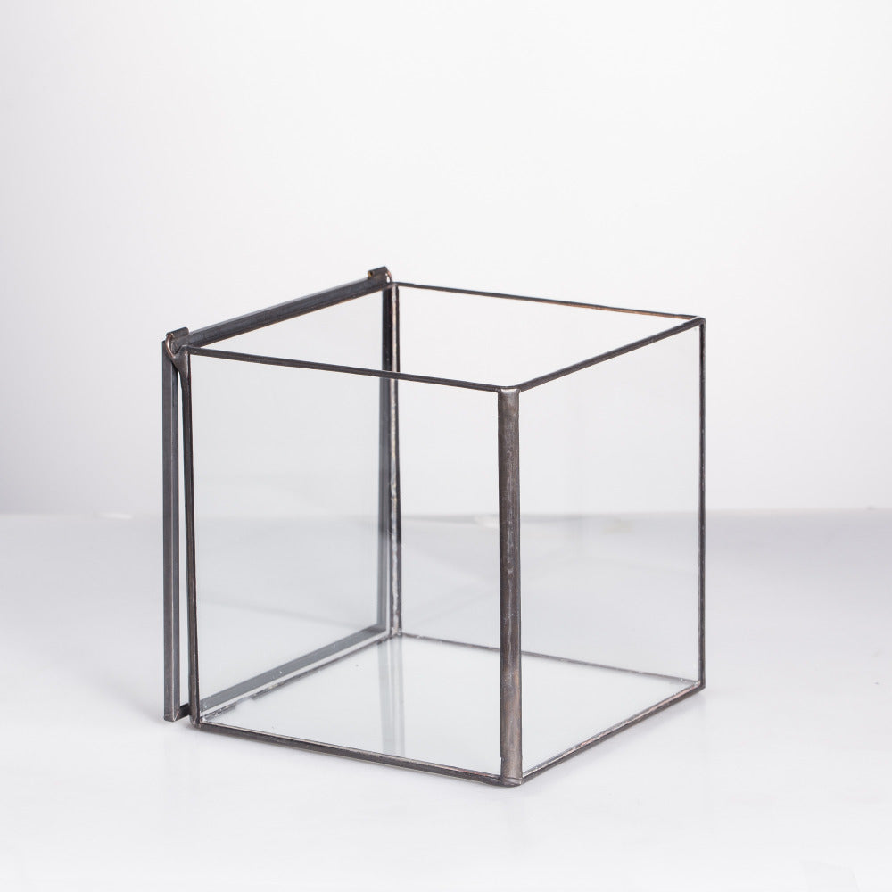 Handmade Square Glass Geometric Terrarium with Lid for Fern Moss Succulents Cacti - NCYPgarden