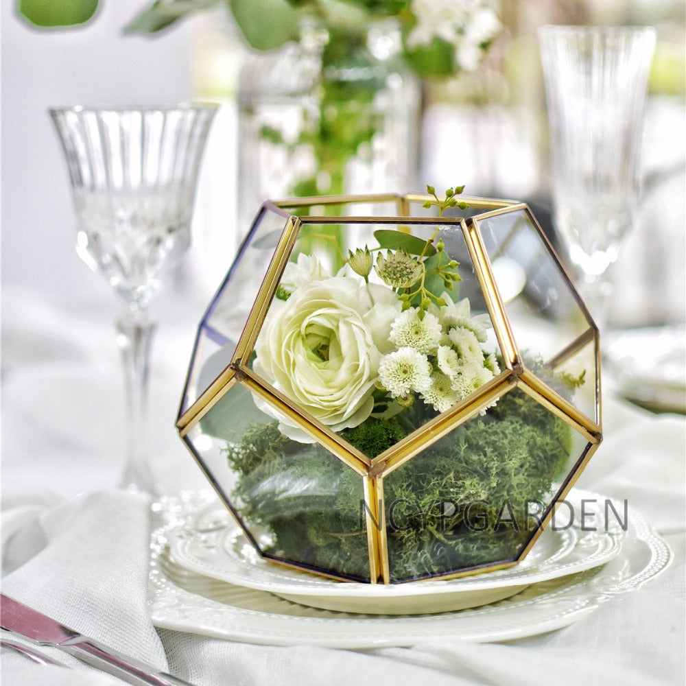 Handmade Tabletop Polyhedron Glass Geometric Terrarium for Succulent Fern Moss Air Plant - NCYPgarden