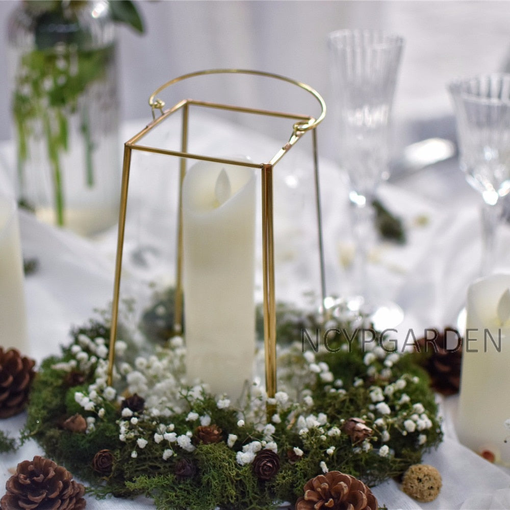 Handmade Copper Gold Echelon Geometric Glass Terrarium Holder Lantern Hanging Wall for Wedding - NCYPgarden