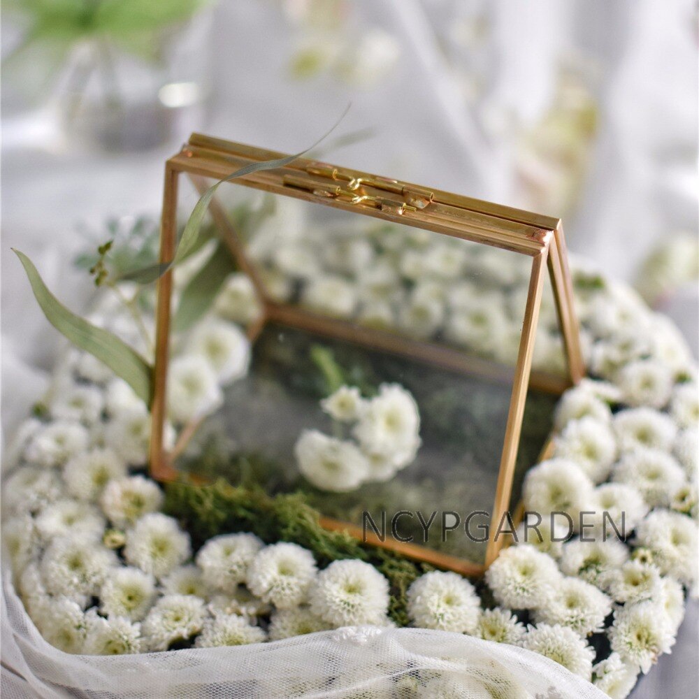 Handmade 2 Sided Standing Copper Brass Glass Rectangular Photo Frame for Wedding - NCYPgarden