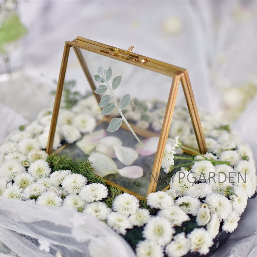 Handmade 2 Sided Standing Copper Brass Glass Rectangular Photo Frame for Wedding - NCYPgarden