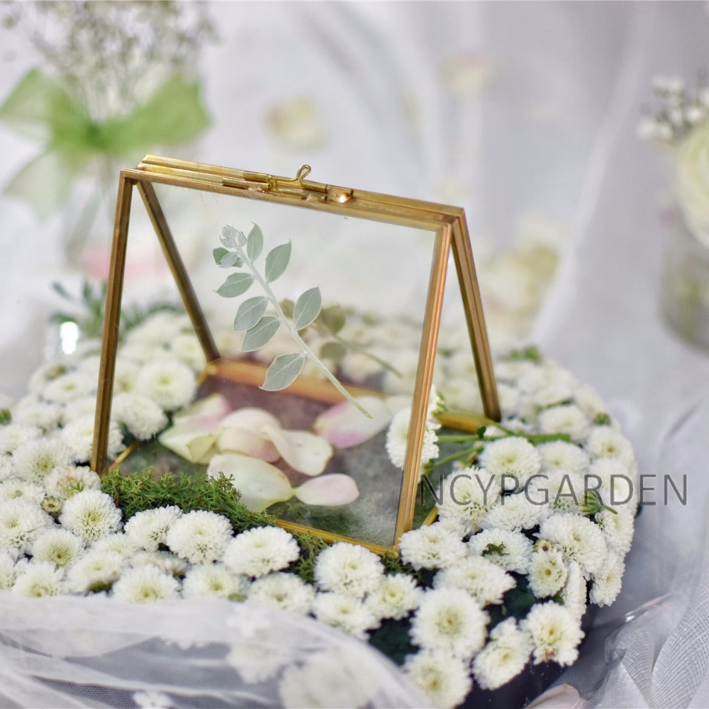 Handmade 2 Sided Standing Copper Brass Glass Rectangular Photo Frame for Wedding - NCYPgarden