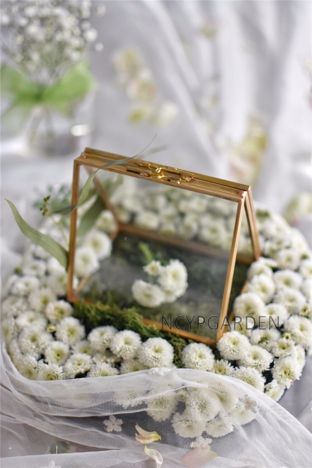 Handmade 2 Sided Standing Copper Brass Glass Rectangular Photo Frame for Wedding - NCYPgarden