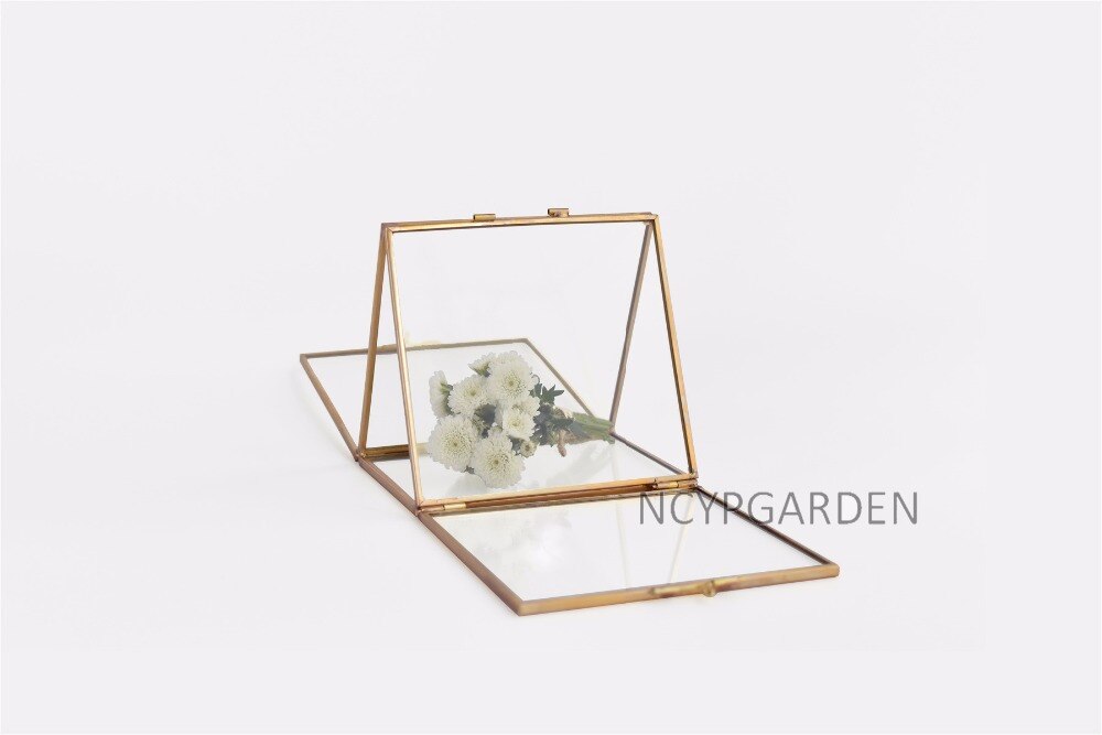 Handmade 2 Sided Standing Copper Brass Glass Rectangular Photo Frame for Wedding - NCYPgarden