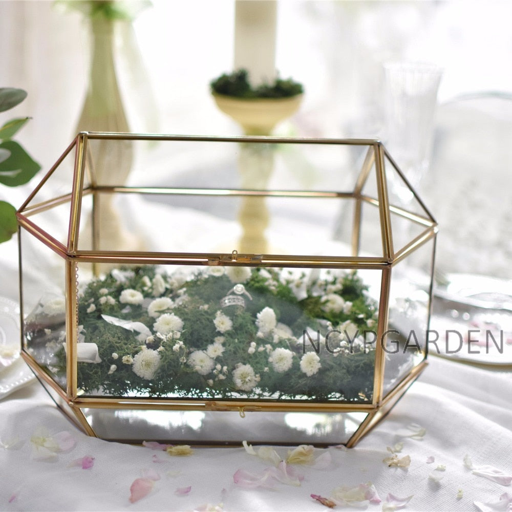 Handmade Large Geometric Glass Wedding Card Box Gift Card Box Keepsake Recipe Reception Envelope - NCYPgarden