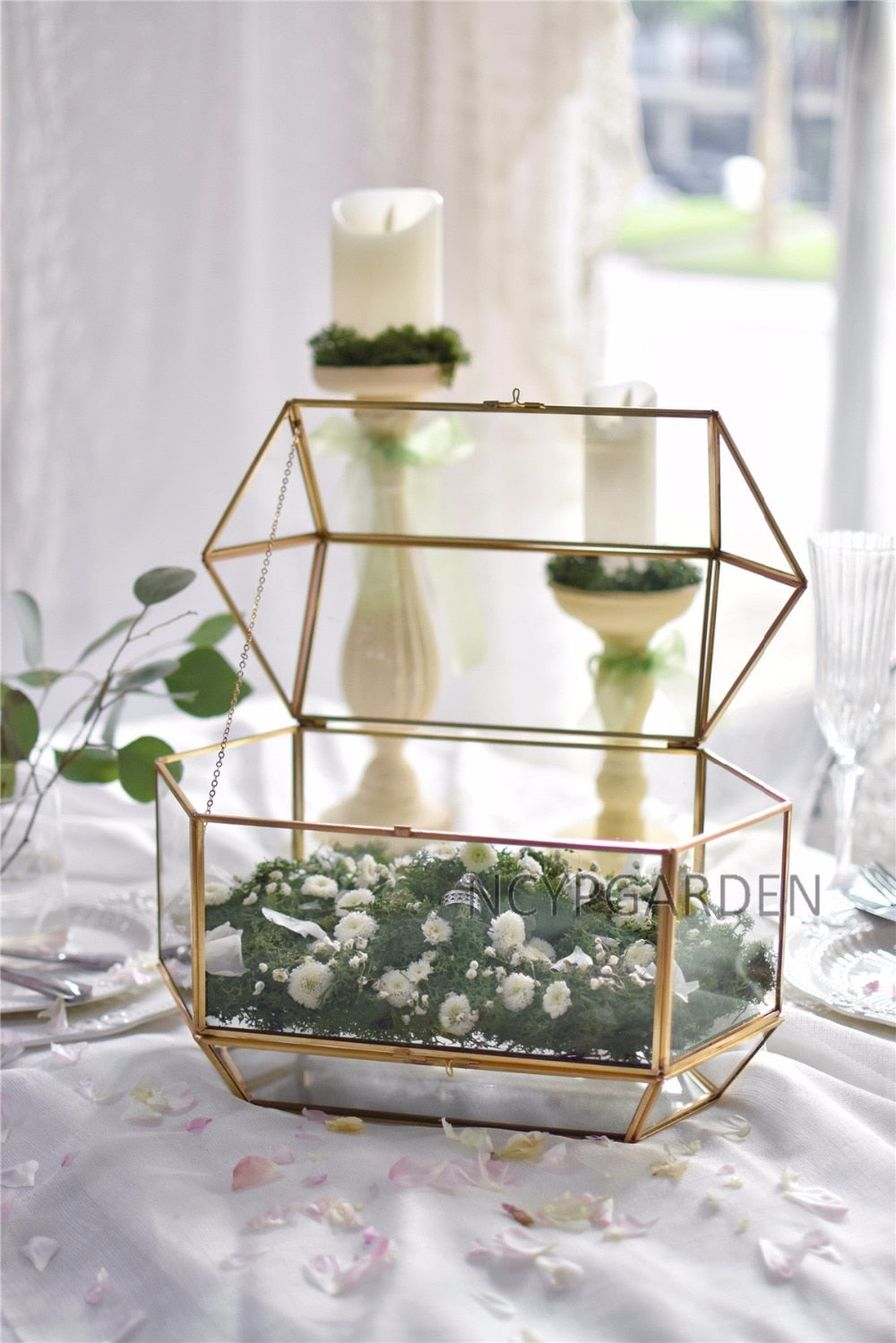 Handmade Large Geometric Glass Wedding Card Box Gift Card Box Keepsake Recipe Reception Envelope - NCYPgarden