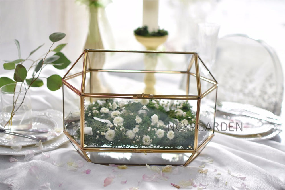 Handmade Large Geometric Glass Wedding Card Box Gift Card Box Keepsake Recipe Reception Envelope - NCYPgarden