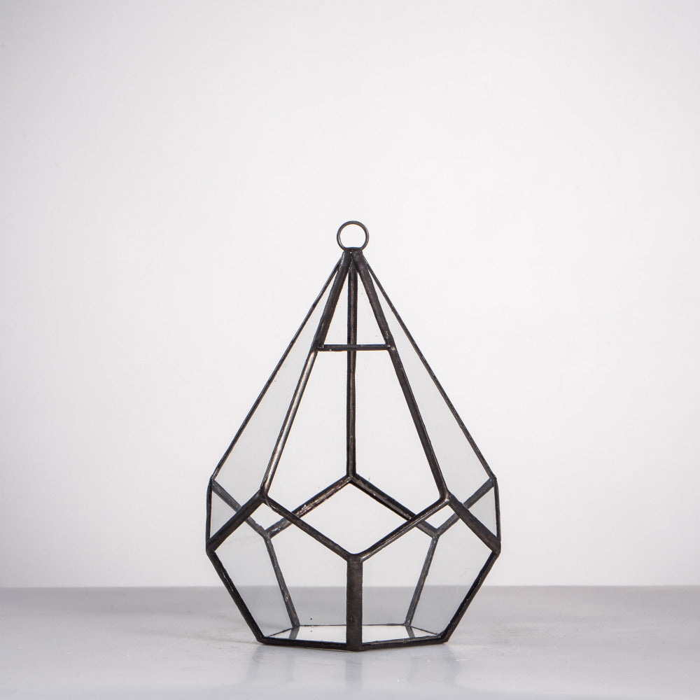 Handmade Artistic Hanging Glass Teardrop Diamond Geometric Terrarium with Loop for Succulent Moss - NCYPgarden